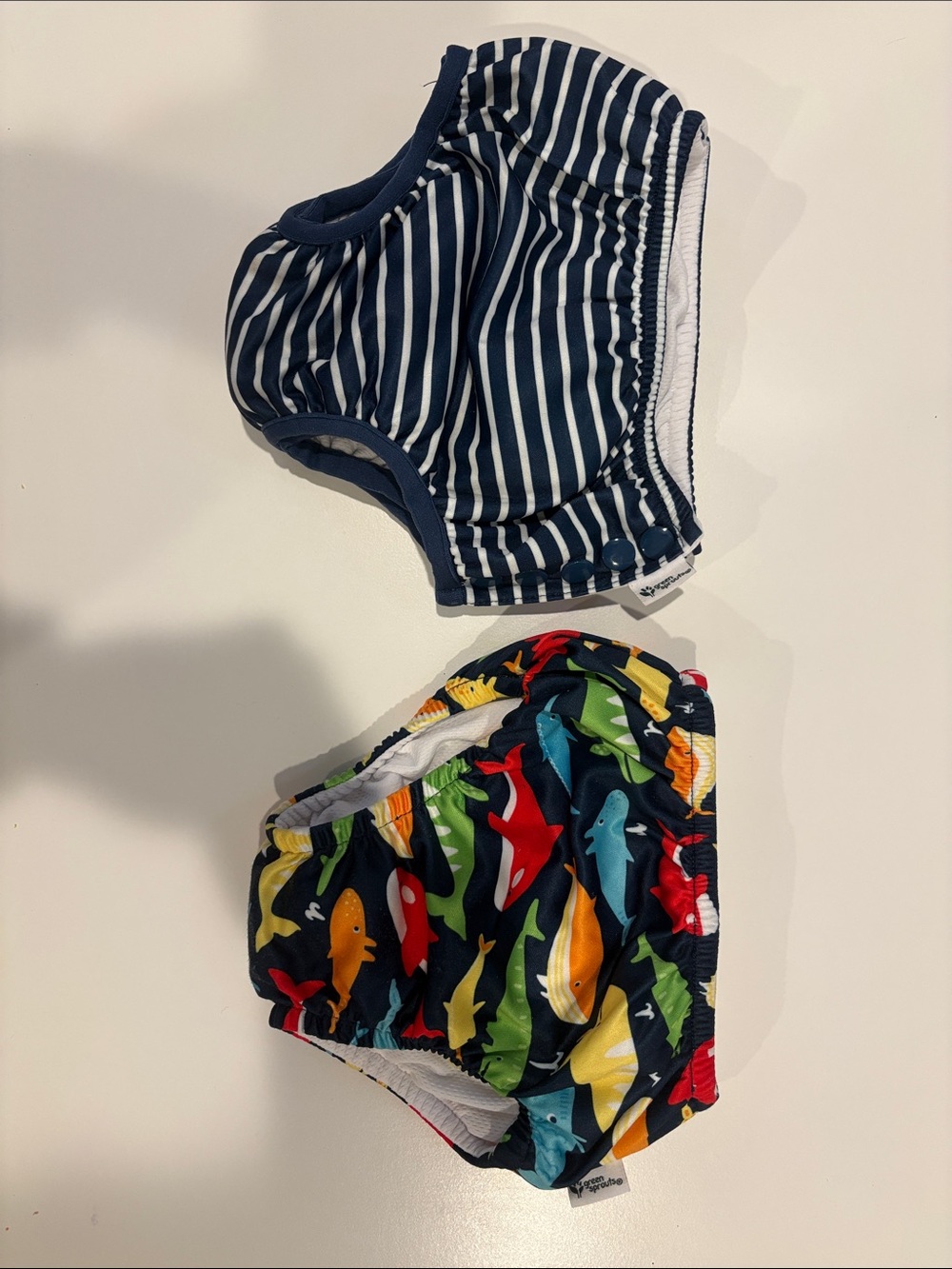 Green Sprouts Kids Swim Diaper Cover Set - Navy Stripe & Multicolor Sharks